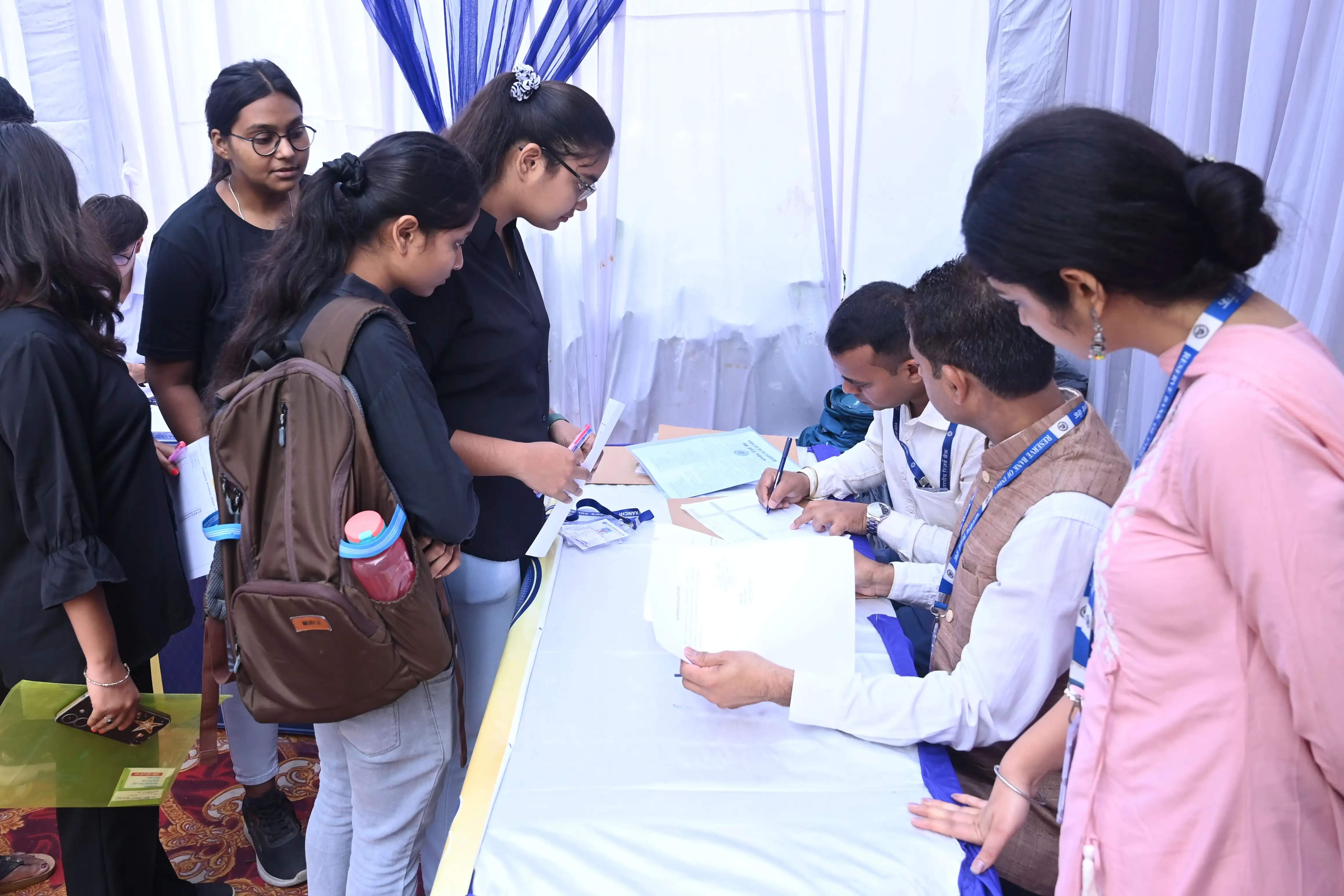 Students lining up for registration