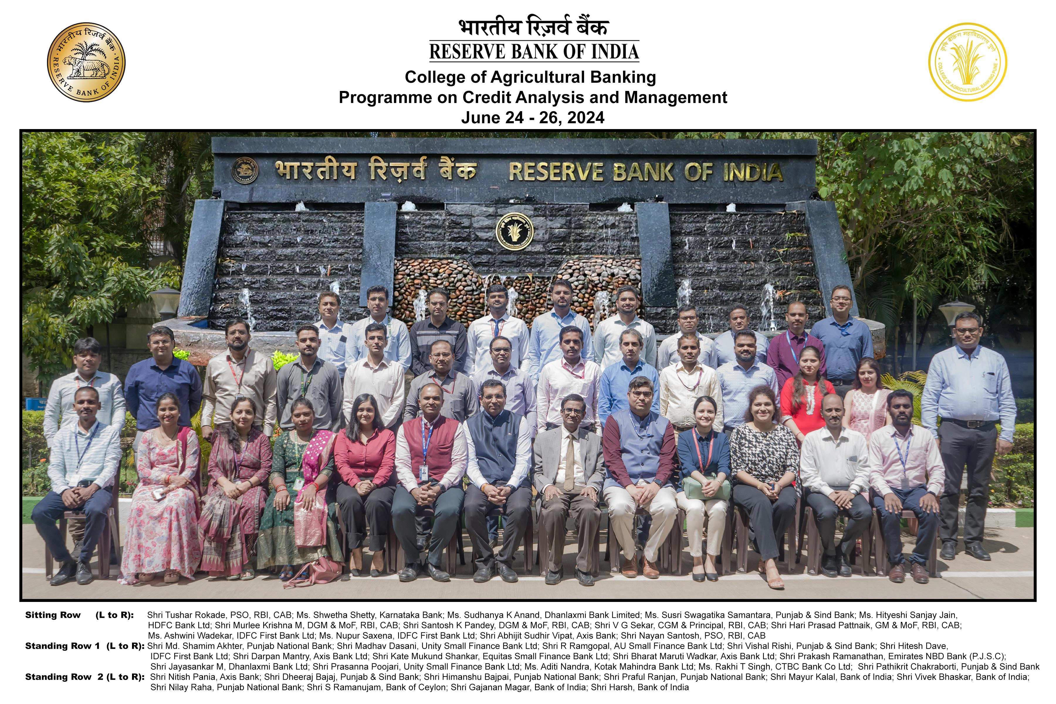 Programme on Credit Analysis and Management: June 24-26, 2024 (in-campus)