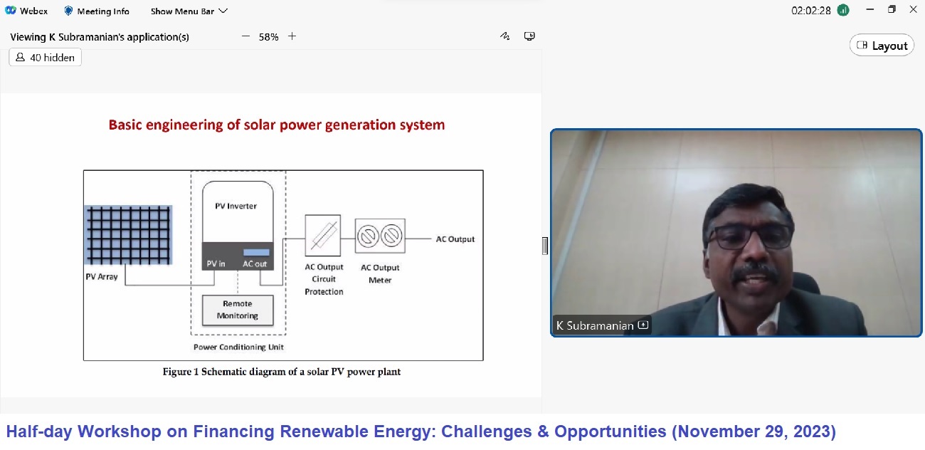 Half-day Workshop on Financing Renewable Energy: Challenges & Opportunities (Online mode) (November 29, 2023)