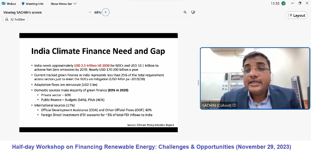 Half-day Workshop on Financing Renewable Energy: Challenges & Opportunities (Online mode) (November 29, 2023)