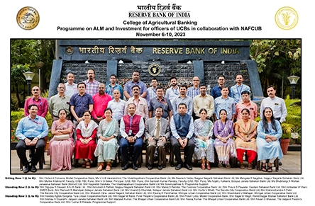 Programme on ALM & Investment Management for officers of Urban Cooperative Banks (In Collaboration with NAFCUB)- November 06-10, 2023: (On-Campus)