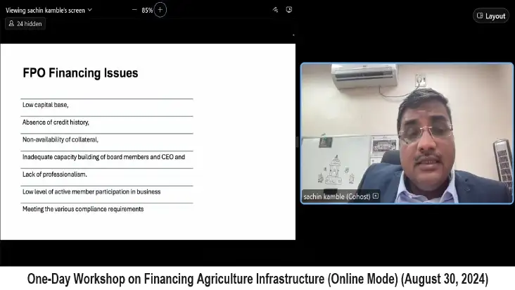 One-Day Workshop on Financing Agriculture Infrastructure  (Online Mode) (August 30, 2024)