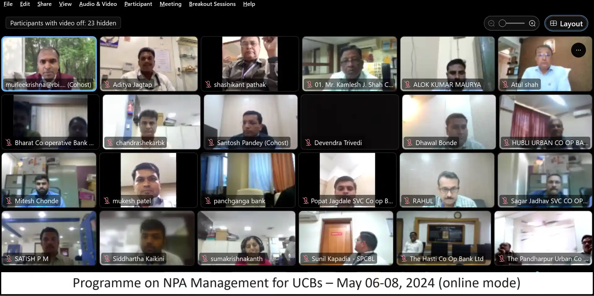 Programme on NPA Management for UCBs – May 06-08, 2024 (Online)