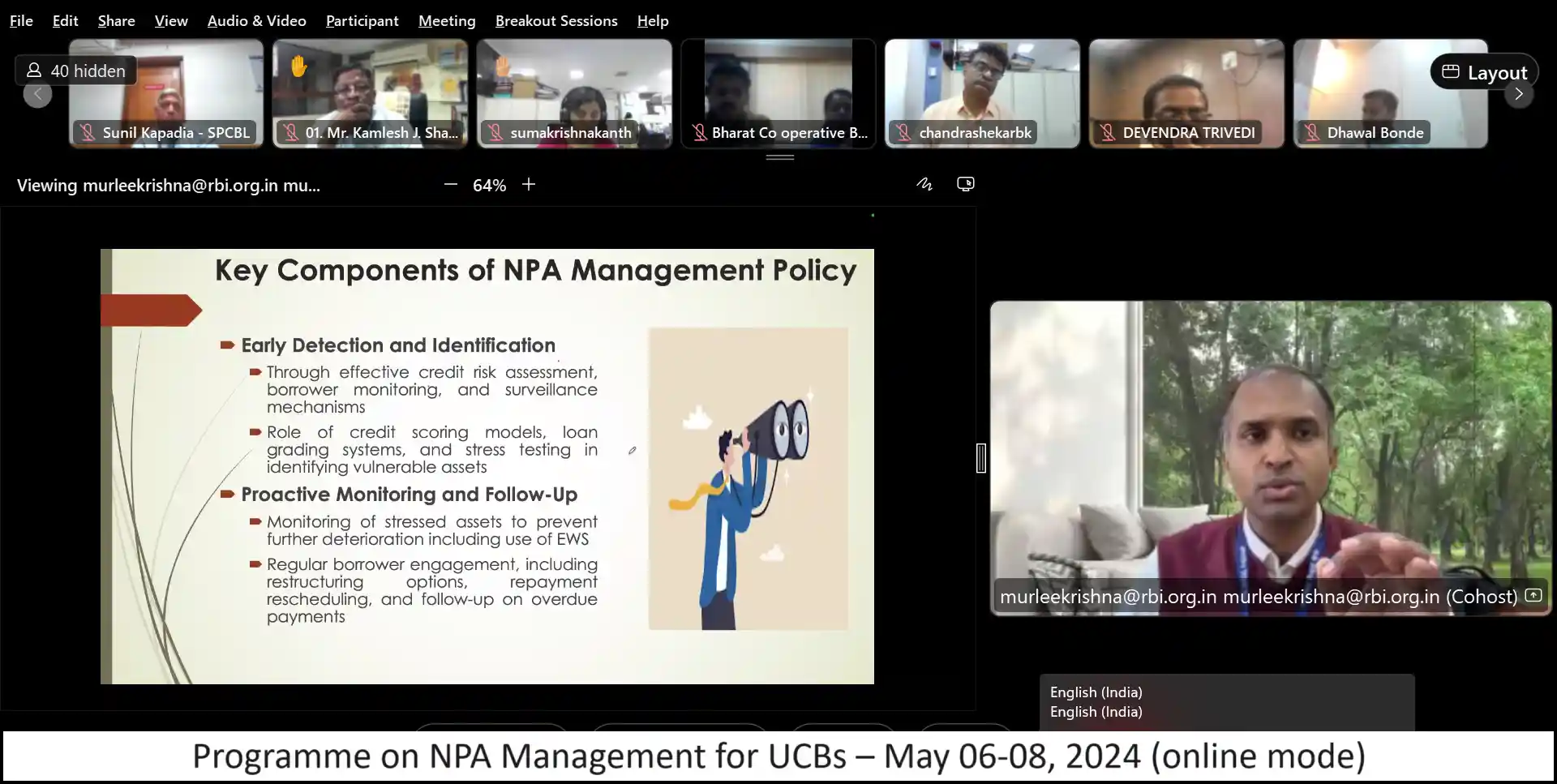 Programme on NPA Management for UCBs – May 06-08, 2024 (Online)