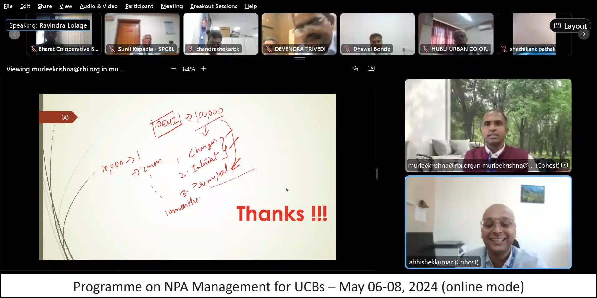 Programme on NPA Management for UCBs – May 06-08, 2024 (Online)
