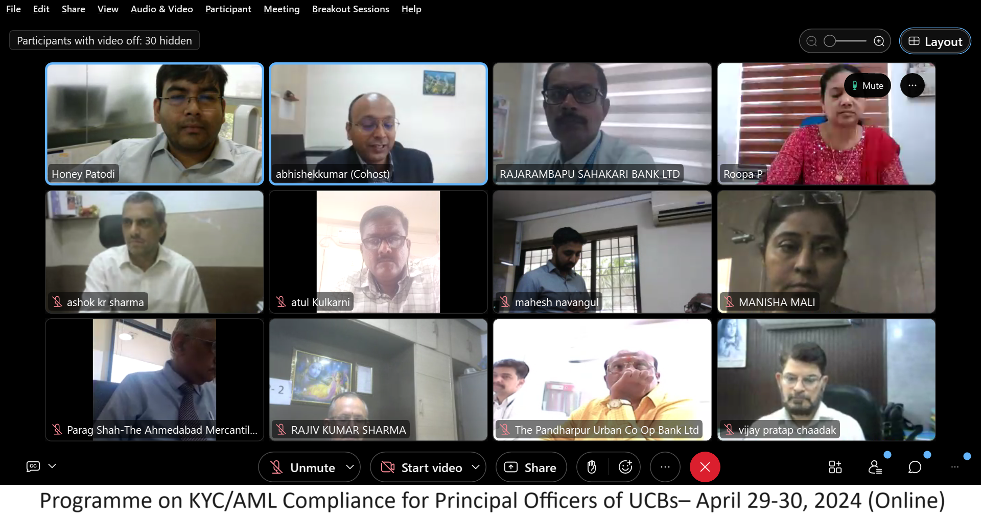 Programme on KYC/AML Compliance for Principal Officers of UCBs– April 29-30, 2024 (online mode)