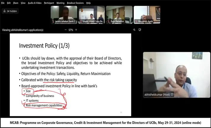 Programme on Corporate Governance, Credit and Investment Management for Directors of UCBs-May 29-31, 2024 (online mode)