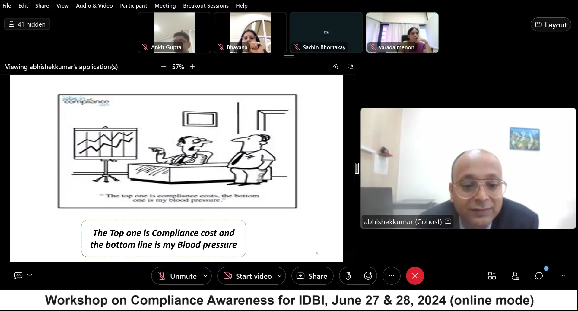 Workshop on Compliance Awareness for IDBI: June 27 & 28, 2024 (online mode)
