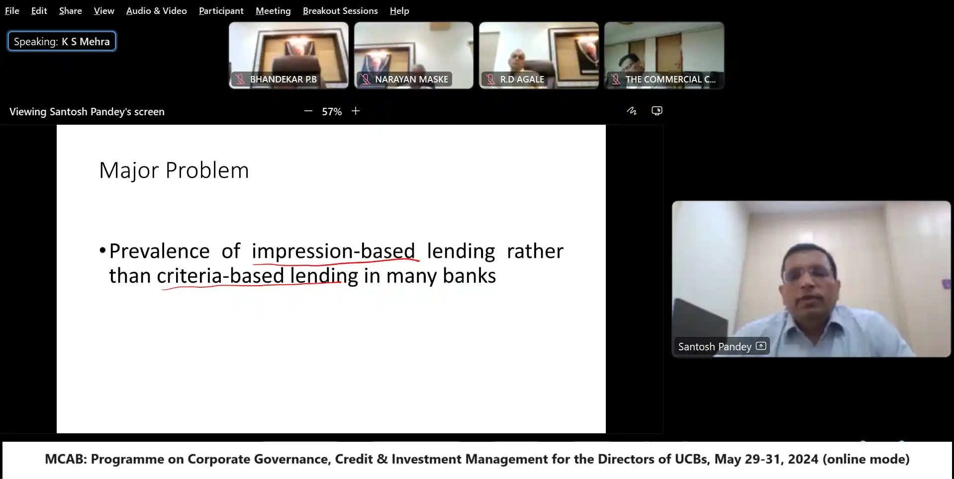 Programme on Corporate Governance, Credit and Investment Management for Directors of UCBs-May 29-31, 2024 (online mode)