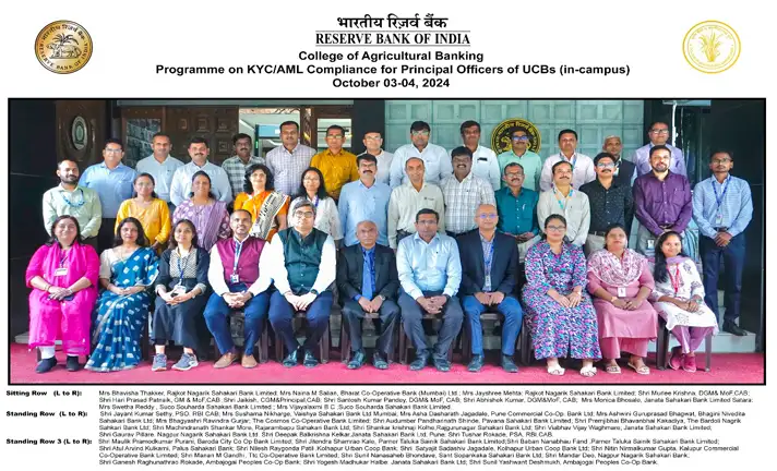 Programme on KYC/AML Compliance for Principal Officers of UCBs: October 03-04, 2024 (in-campus)