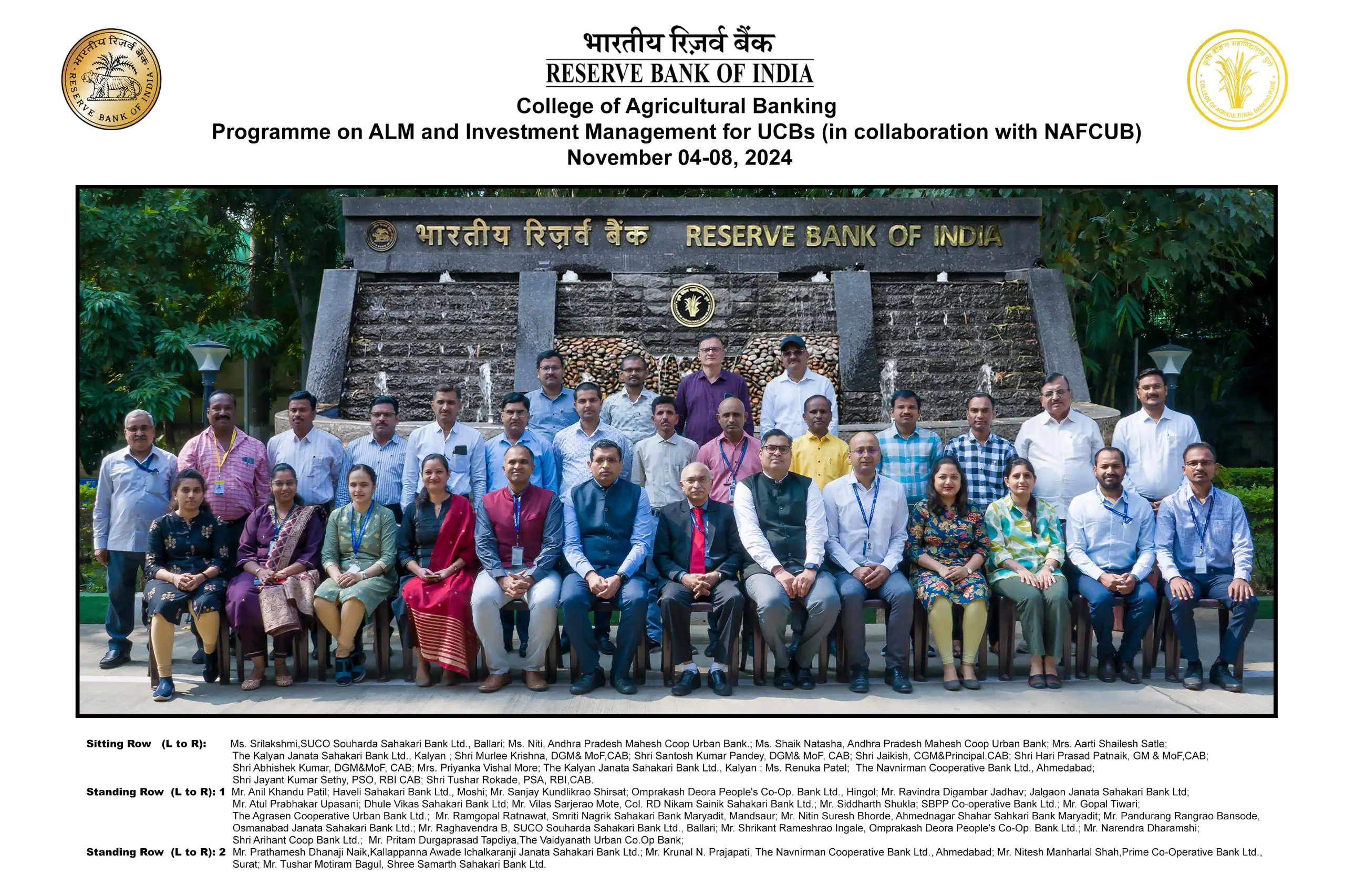 Programme on ALM and Investment for officers of UCBs: November 04-08, 2024 (in-campus)
