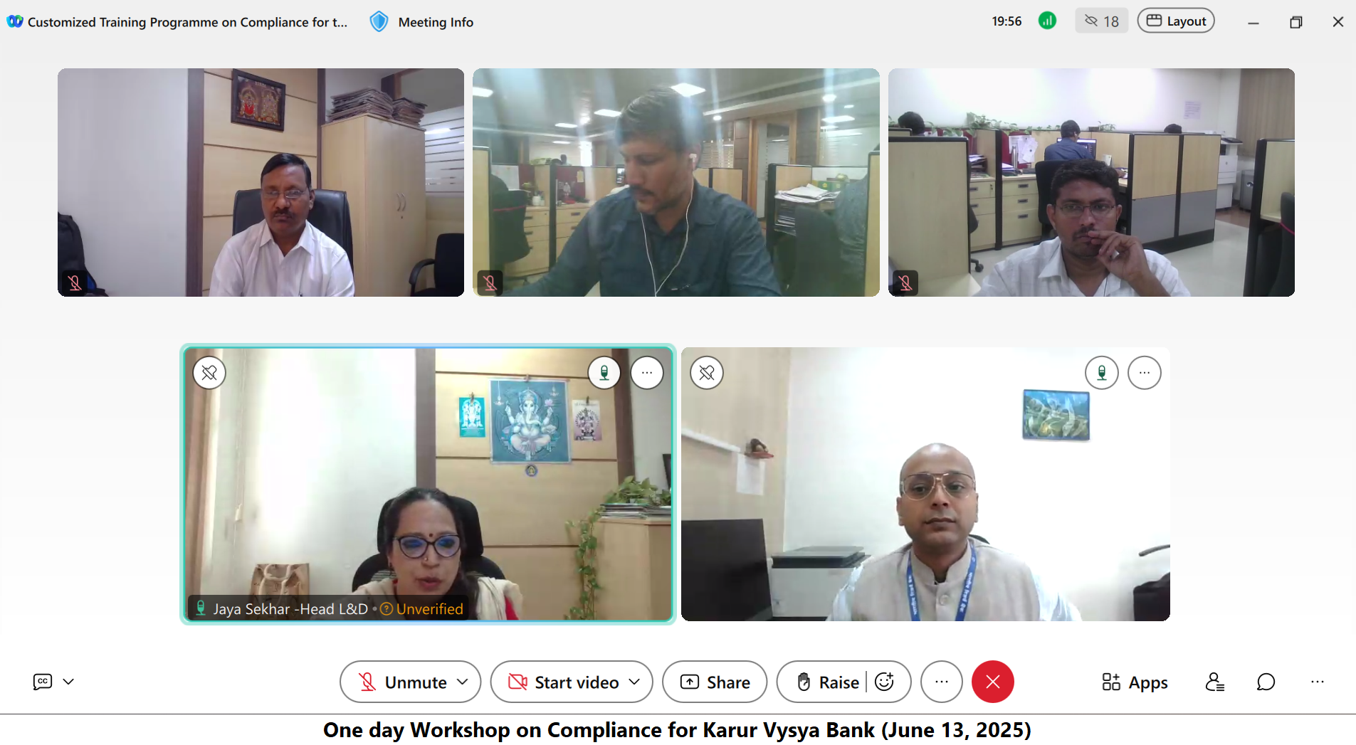 One day Workshop on Compliance for Karur Vysya Bank: June 13, 2025 (online mode)