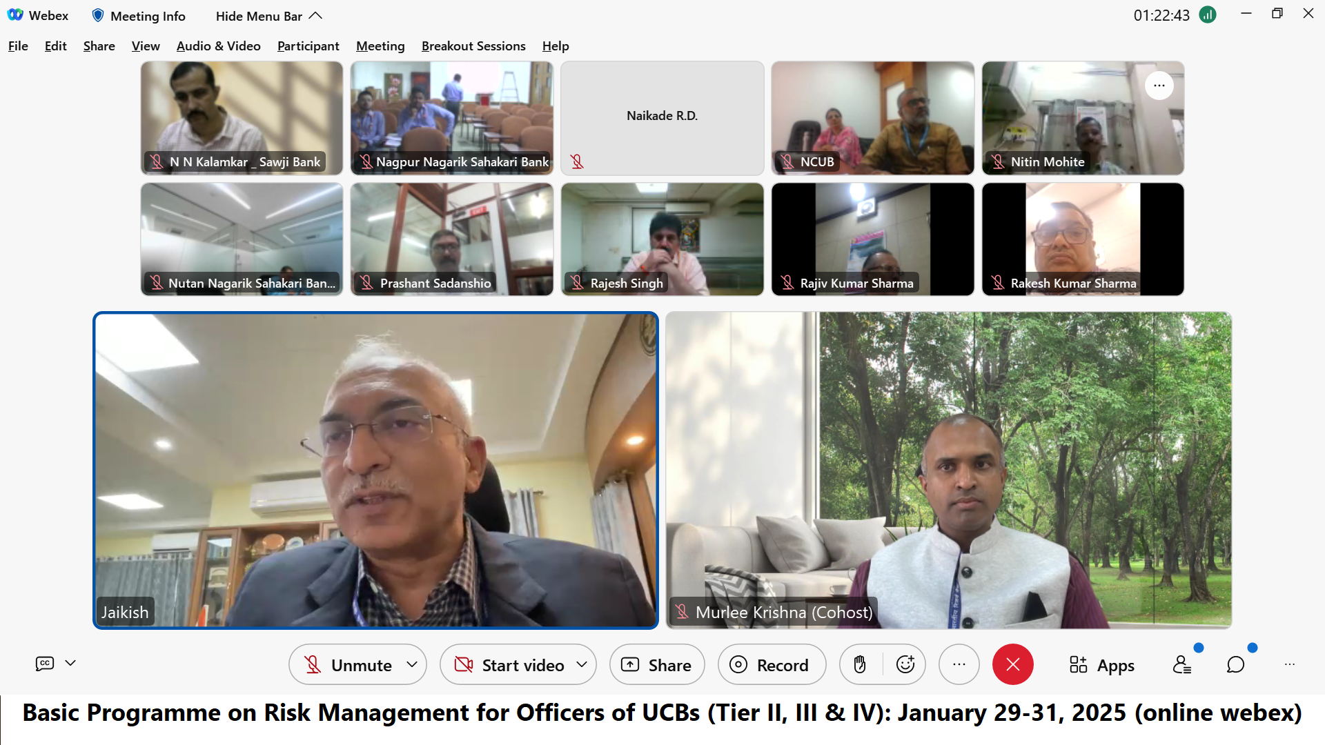 Basic Programme on Risk Management for officers of UCBs (Tier II, III, IV): January 29-31, 2025 (online)