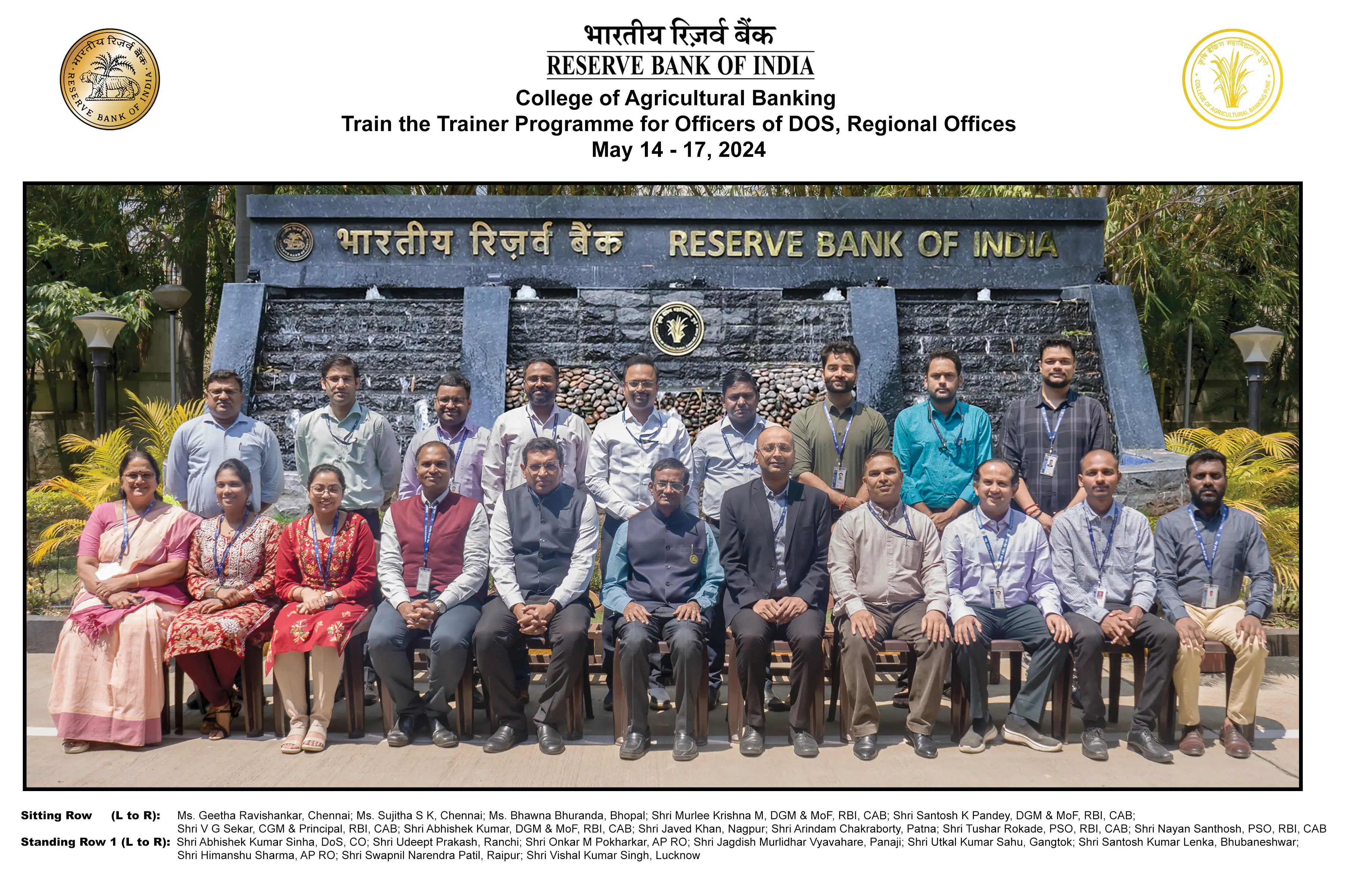 Train the Trainer Programme for Officers of DOS, Regional Offices, May 14-17, 2024 ( in-campus)