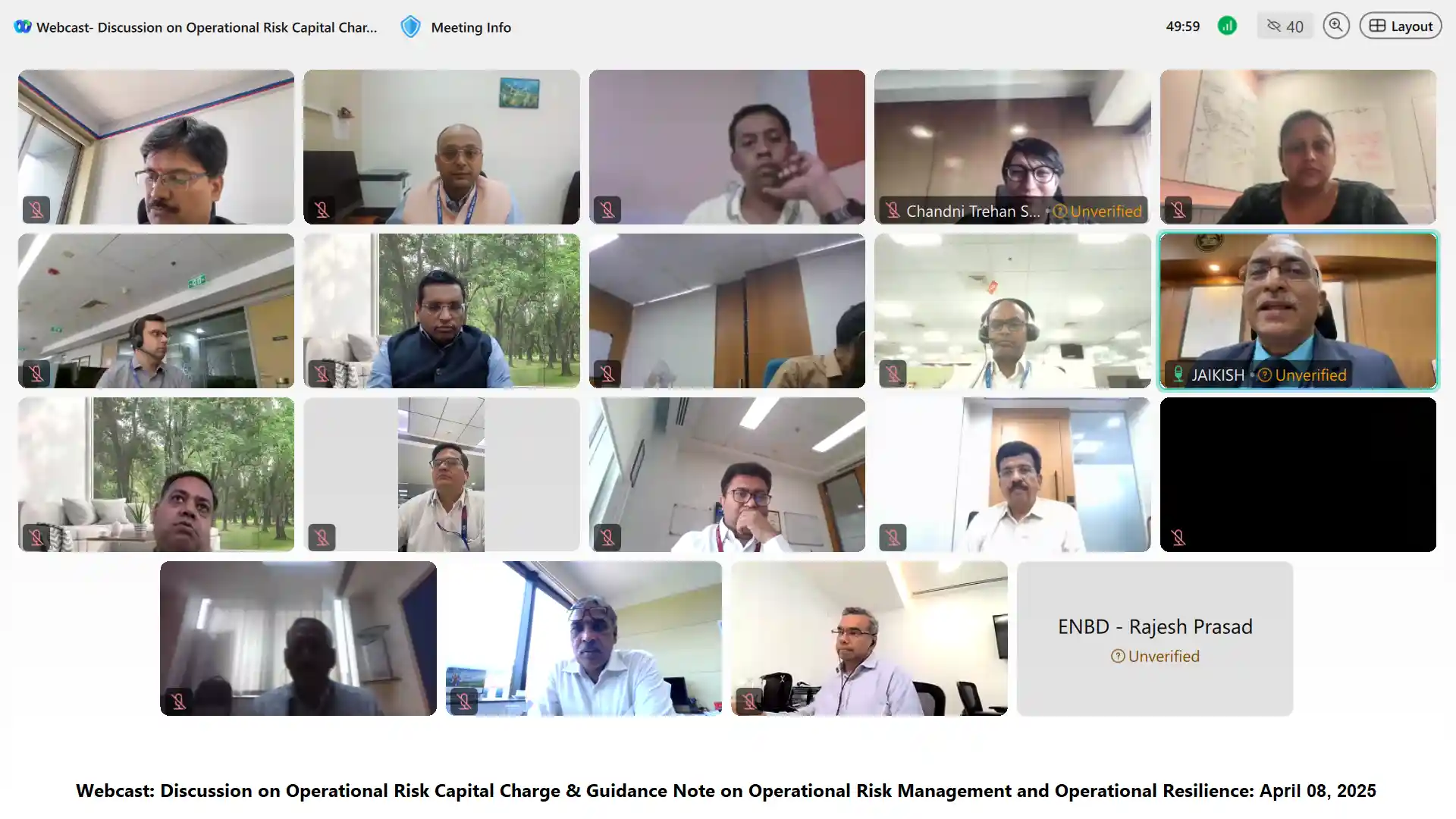 Webcast: Discussion on Operational Risk Capital Charge & Guidance Note on Operational Risk Management and Operational Resilience: April 08, 2025