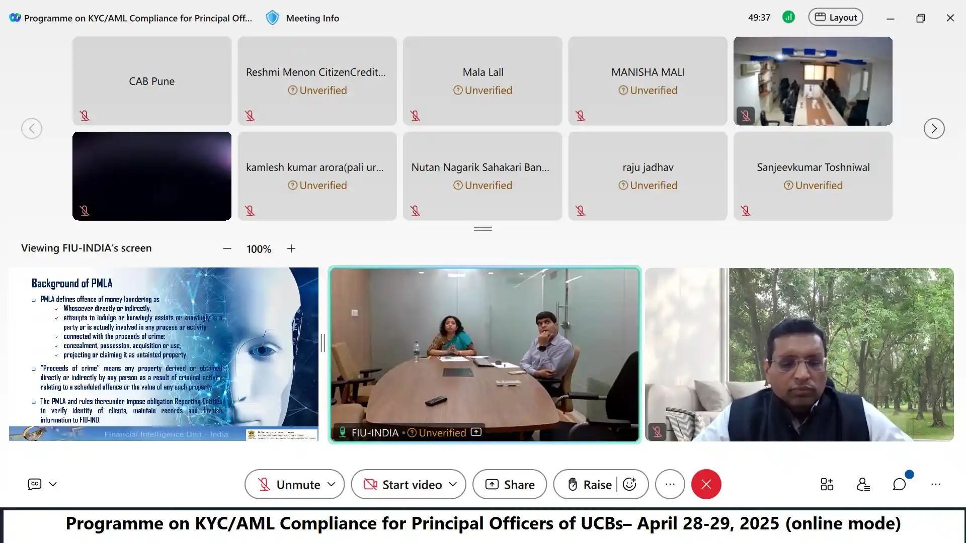Programme on KYC/AML Compliance for Principal Officers of UCBs: April 28-29, 2025  (Online)
