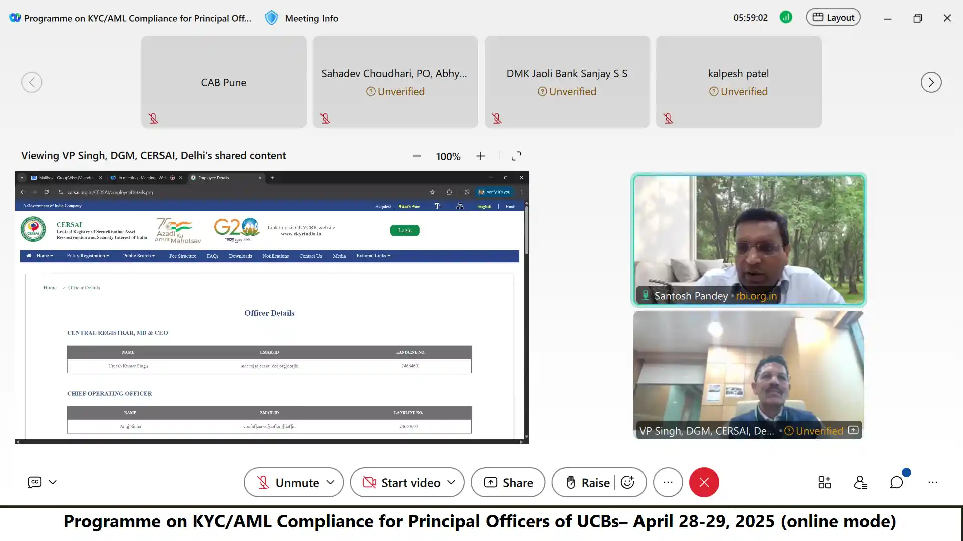 Programme on KYC/AML Compliance for Principal Officers of UCBs: April 28-29, 2025  (Online)
