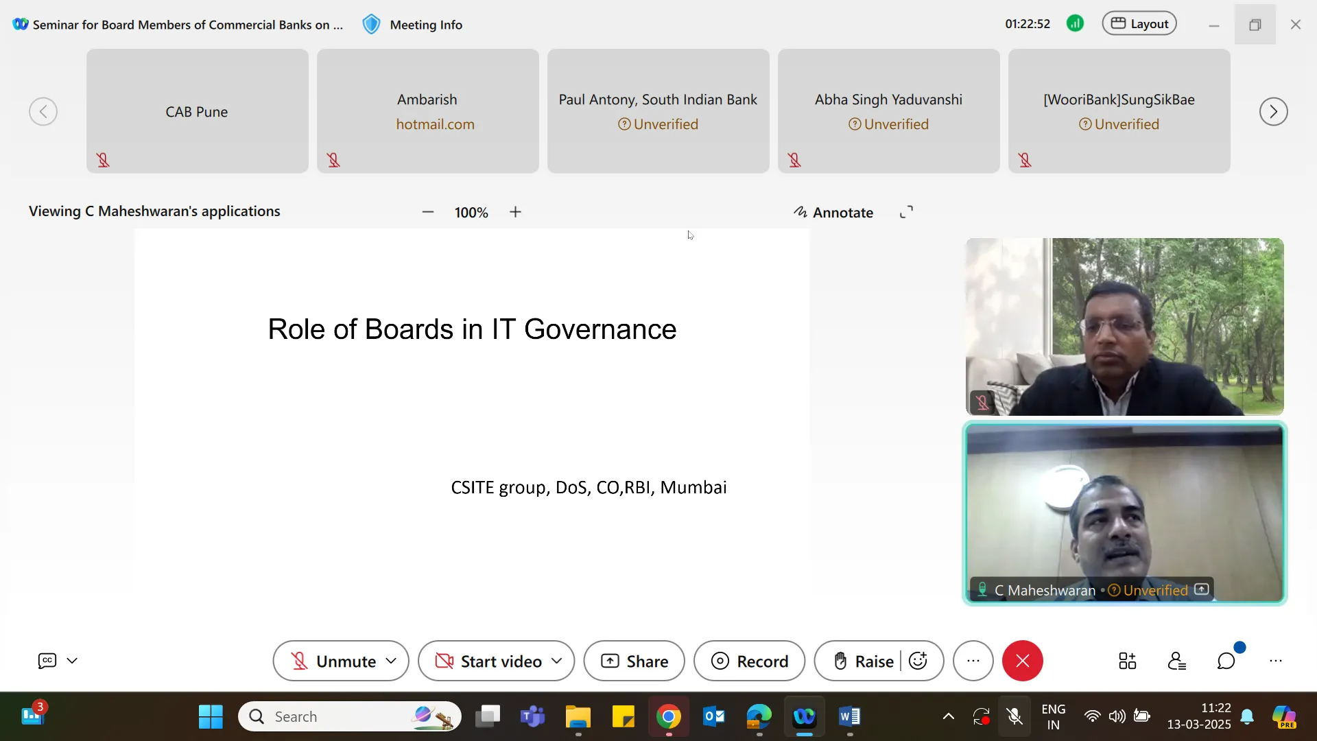 Seminar for Board Members of Commercial Banks on Operational Risk Management: March 12-13, 2025 (online mode)
