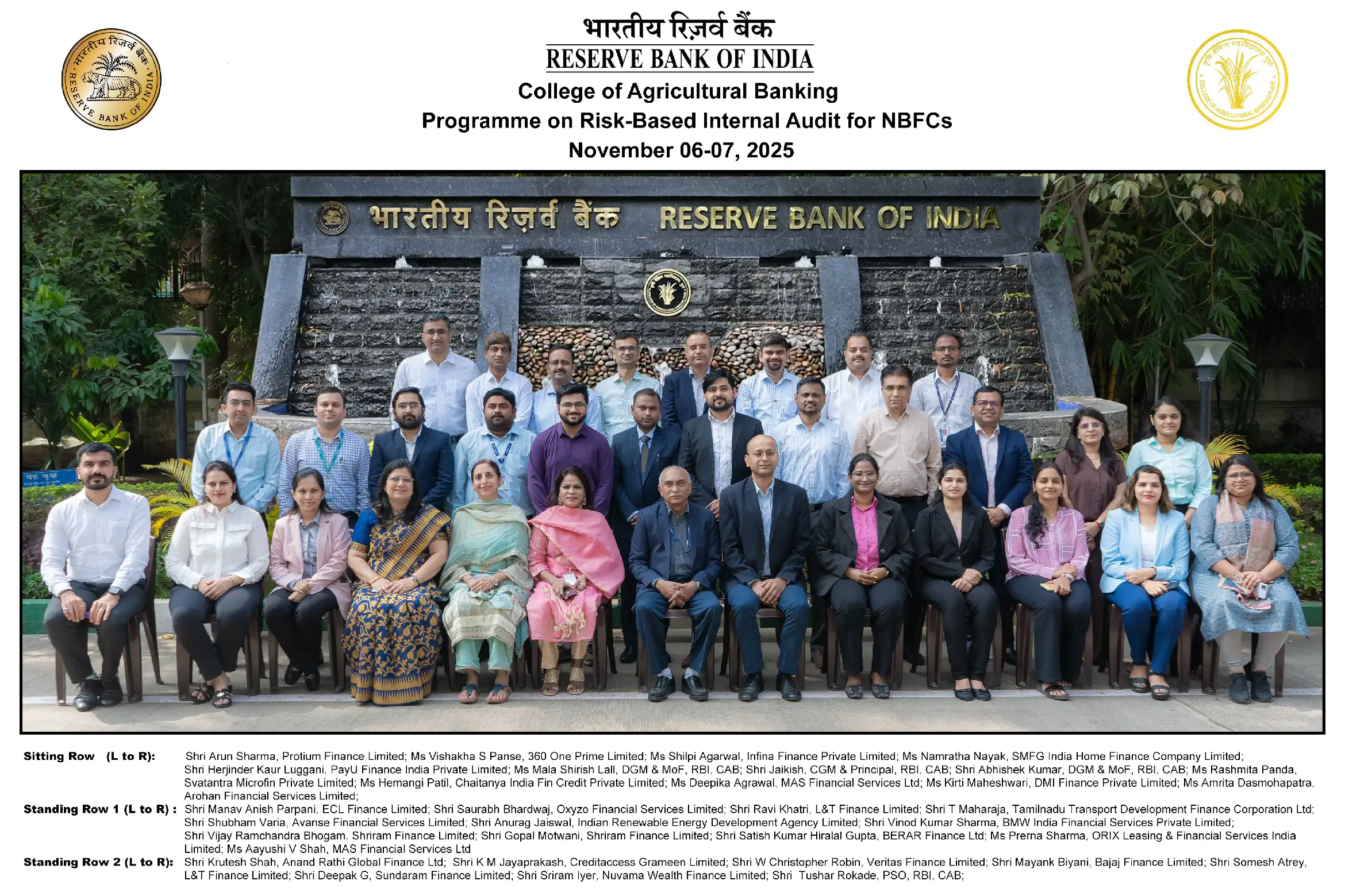 Programme on Risk-Based Internal Audit for NBFCs,  November 06-07, 2025