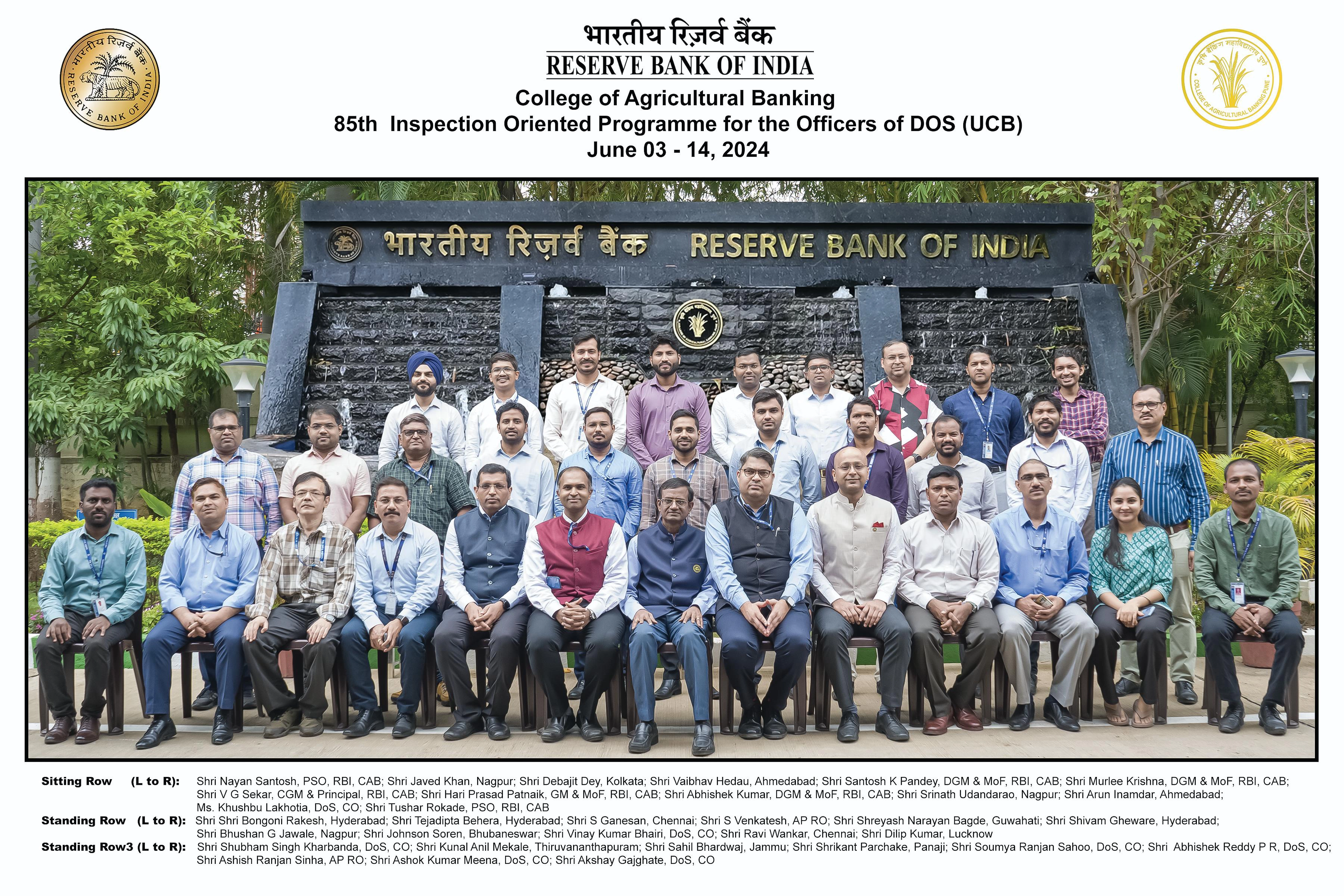 85th Inspection Oriented Programme for the Officers of DOS (UCB): June 03 - 14, 2024 (in-campus)