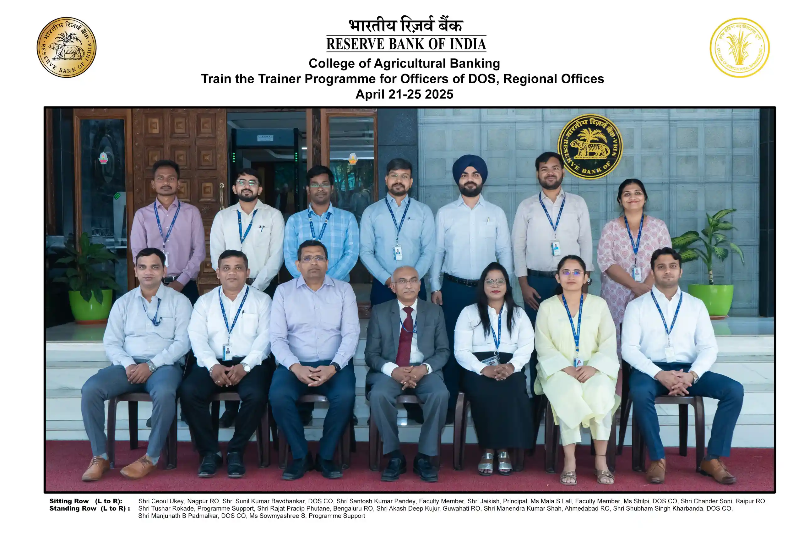 Train the Trainer Programme for Officers of DOS, ROs/CO: April 21-25, 2025