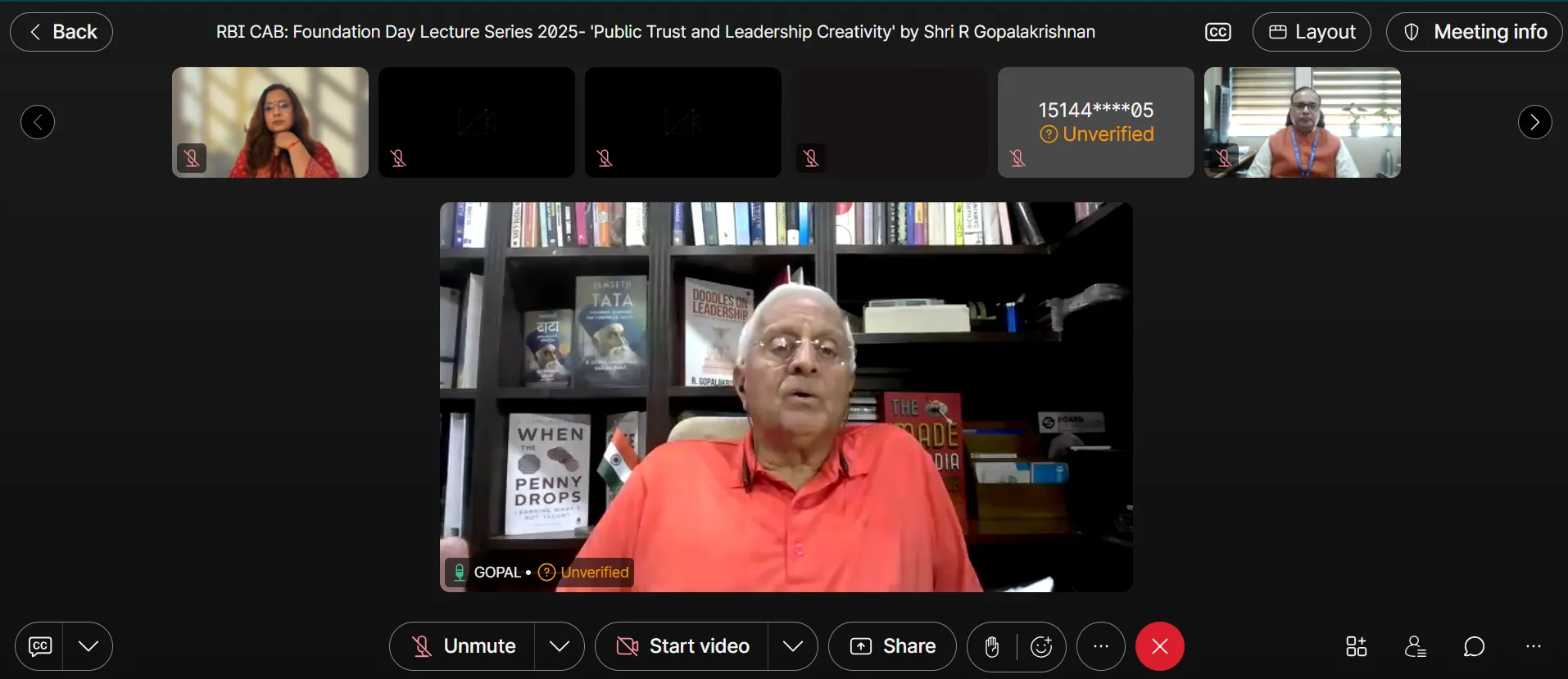 स्थापना दिवस व्याख्यान श्रृंखला के अंतर्गत श्री आर गोपालकृष्णन द्वारा 'सार्वजनिक विश्वास और विश्वसनीयता' पर व्याख्यान (ऑनलाइन): 29 सितंबर, 2025