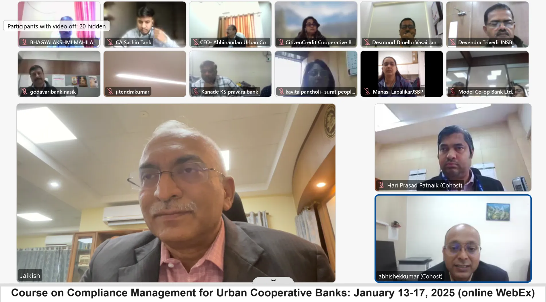 Course on Compliance Management for Urban Co-operative Banks (UCBs): January 13-17, 2025 (online mode)