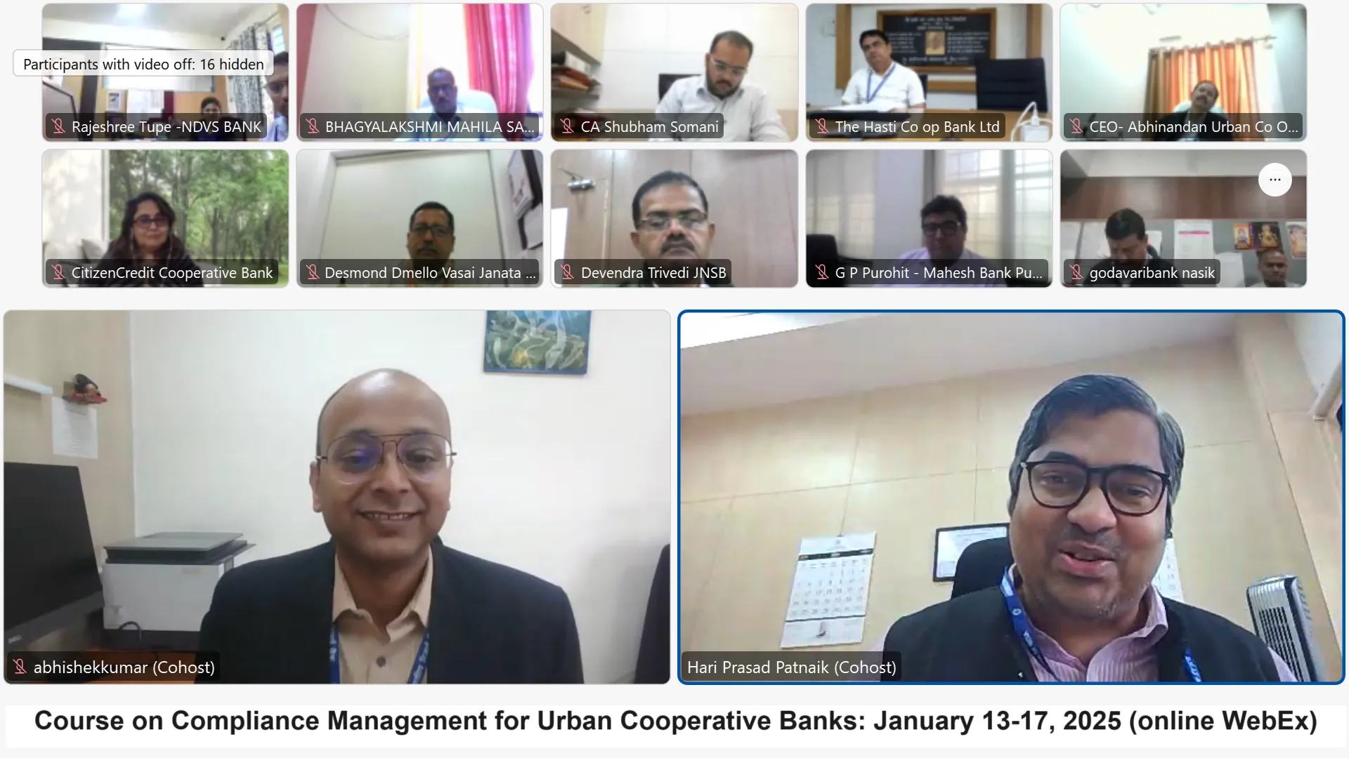Course on Compliance Management for Urban Co-operative Banks (UCBs): January 13-17, 2025 (online mode)