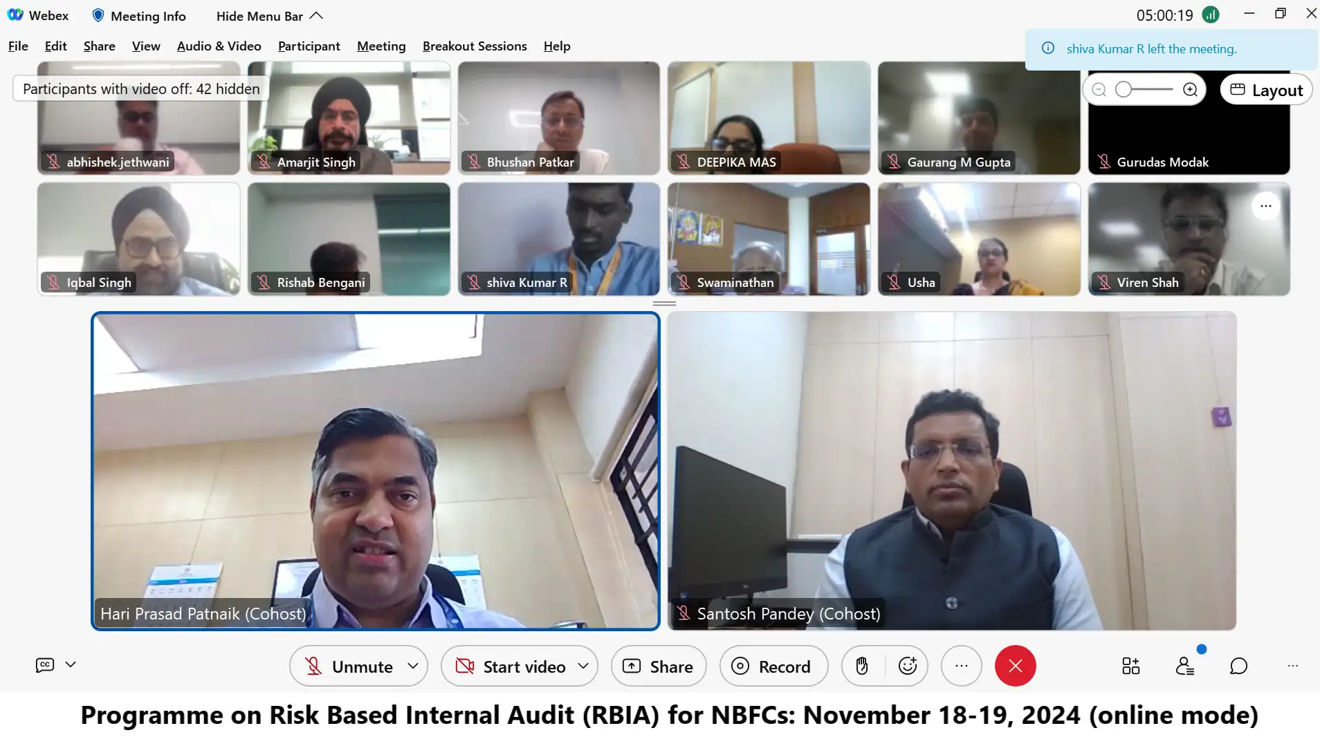Programme on Risk Based Internal Audit (RBIA) for NBFCs: November 18-19, 2024 (online mode)