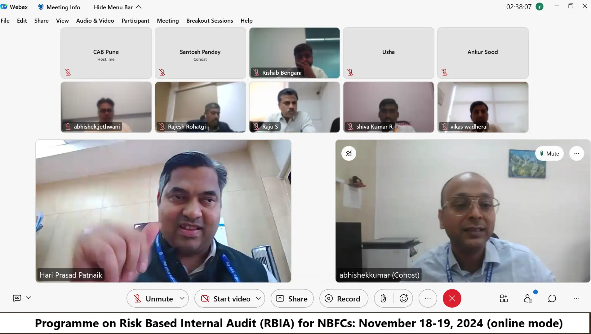Programme on Risk Based Internal Audit (RBIA) for NBFCs: November 18-19, 2024 (online mode)