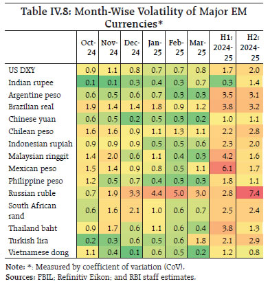 Table IV.8: Month-Wise Volatility of Major EM
Currencies*