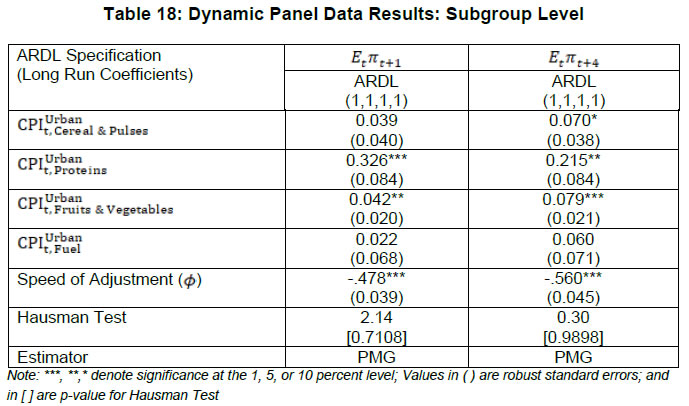 Table 18: Dynamic Panel Data Results: Subgroup Level