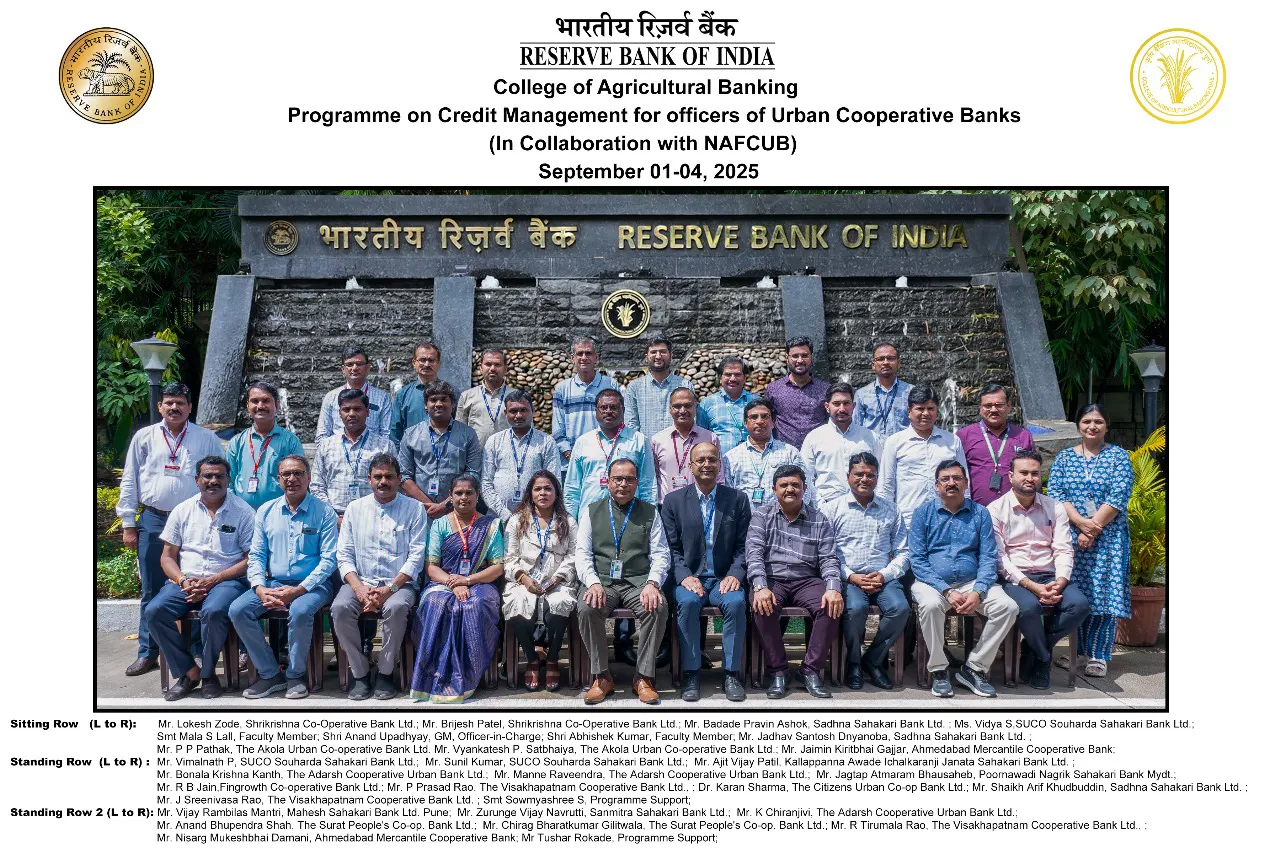 Programme on Credit Management for officers of Urban Co-operative Banks (In Collaboration with NAFCUB): September 01-04, 2025 (on-campus)
