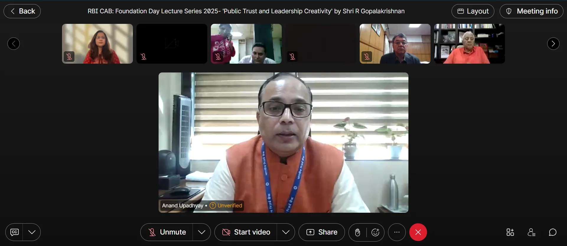 Lecture on 'Public Trust and Credibility' by Shri R Gopalakrishnan under Foundation Day Lecture Series (Online): September 30, 2025